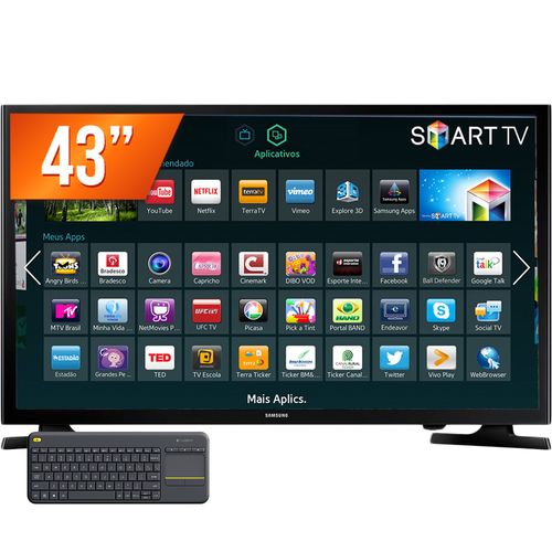 Smart TV LED 43" Full HD Samsung 43J5200 com Teclado K400 Logitech