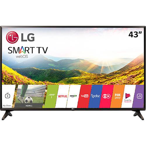 Smart TV LED 43" LG 43LJ5550 Full HD com Conversor Digital Wi-Fi Integrado 2 HDMI 1 USB com Webos 3.5 Sistema de Som Virtual Surround Plus