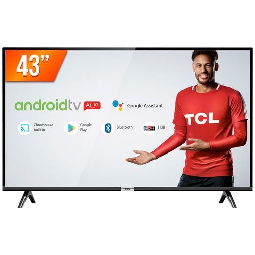 Smart TV LED 43'' TCL 43S6500 Android TV com Bluetooth Google Assistant Wi-Fi 2 HDMI 1 USB