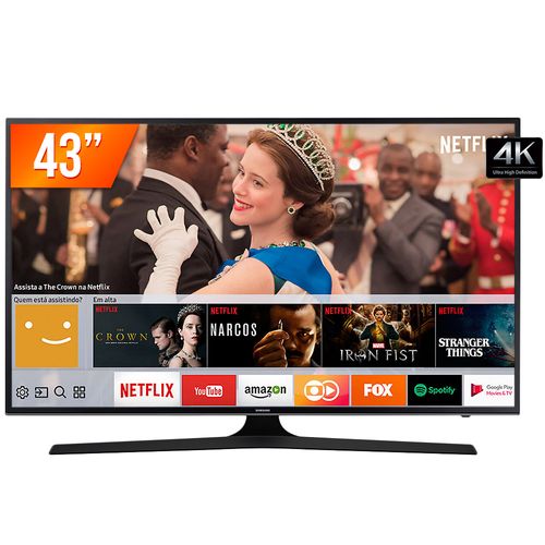 Smart TV LED 43'' UHD 4k Samsung MU6100 3 HDMI 2 USB Wi-Fi Integrado Conversor Digital