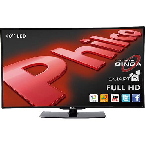 Smart TV LED 40'' Philco PH40D10DSGW Full HD com Conversor Digital Wi Fi 3 HDMI 1 USB