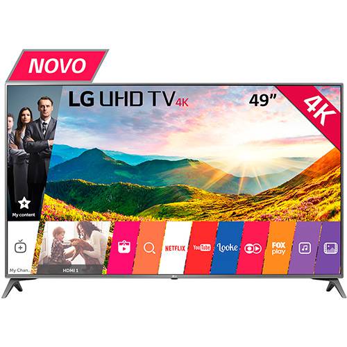 Smart TV LED 49" LG UHD49UJ6565 Ultra HD 4k com Conversor Digital 4 HDMI 2 USB Wi-Fi Painel Ips 4K com Upscaler 4K Webos 3.5 HDR e Sound Synk