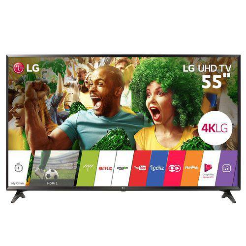 Smart TV LED 55" LG 55UJ6300, Ultra HD 4K, Wi-Fi, Painel IPS, HDR, HDMI, USB