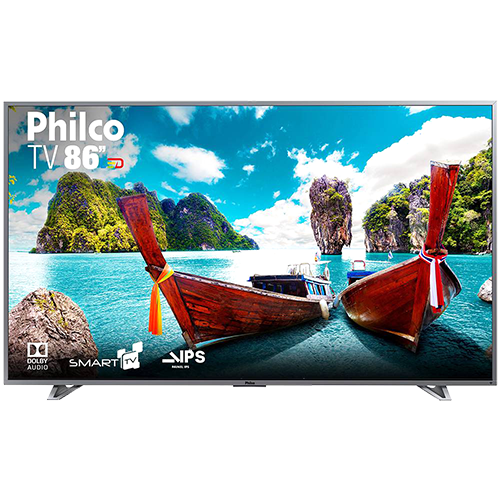 Smart TV LED 86" Philco PTV86e30DSWNT Ultra HD 4k com Conversor Digital 3 HDMI 2 USB Wi-Fi 60Hz - Titânio
