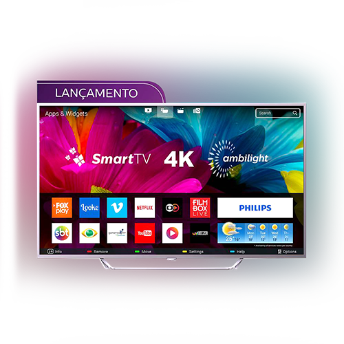 Smart TV LED Ambilight 65" Philips 65PUG6412/78 Ultra HD 4k com Conversor Digital 4 HDMI 2 USB Wi-Fi 60Hz - Prata