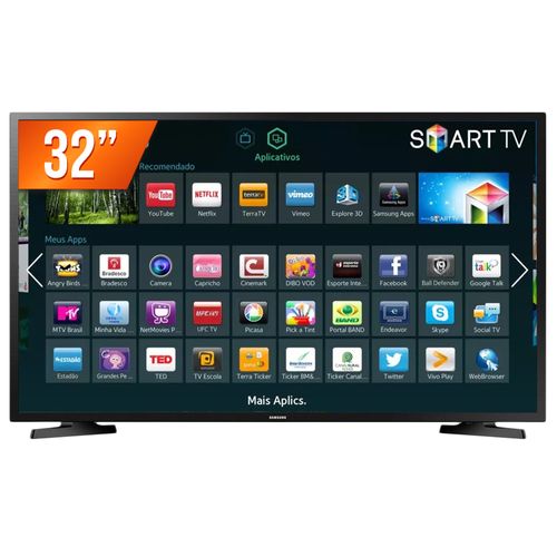 Smart TV LED 32'' HD Samsung 32J4290 2 HDMI 1 USB Wi-Fi e Conversor Digital Integrados
