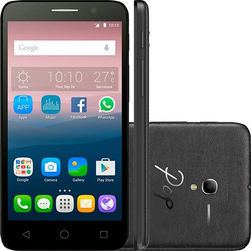 Smartphone Alcatel OT-5016J Pop 3 Dual Chip Android 5.1 Tela 5"  Quad Core 1.3GHz 8GB 3G/Wi-Fi Câmera 8MP Preto + Capa Prata