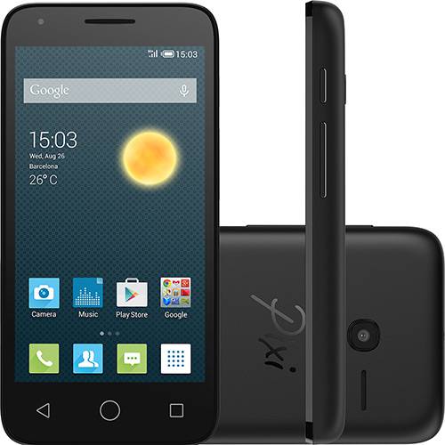 Smartphone Alcatel Pixi 3 Dual Chip Android Tela 4,5" 4GB 3G Wi-Fi Câmera 8MP - Preto com Capa Branca