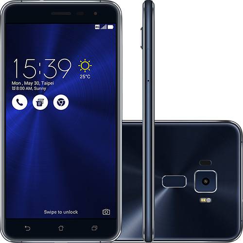 Smartphone Asus Zenfone 3 Dual Chip Android 6 Tela 5.5" 64GB 4G Câmera 16MP - Preto Safira