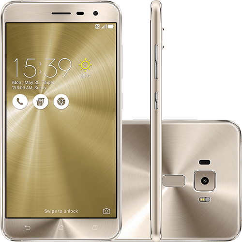 Smartphone Asus Zenfone 3 Dual Chip Android 6 Tela 5.5" 64GB 4G Câmera 16MP - Dourado