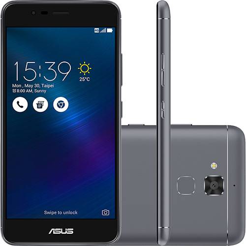 Smartphone Asus Zenfone 3 Max Dual Chip Android 6 Tela 5.2" 16GB 4G Câmera 13MP - Cinza Escuro