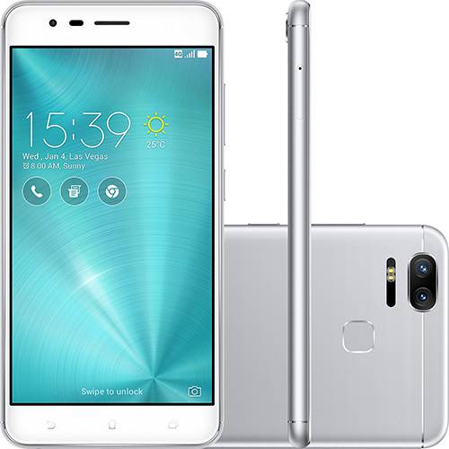 Smartphone Asus Zenfone 3 Zoom Dual Chip Android 6.0 Tela 5.5" Snapdragon 128GB 4G Wi-Fi Câmera 13MP - Prata