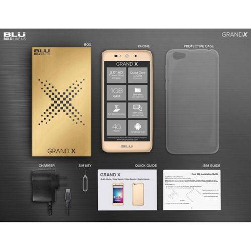 Smartphone Blu Grand X Dual Sim 8gb/1gb Tela 5 Android 6.0 3g Cam 5mp Quad-core 1.3 Ghz - Cinza