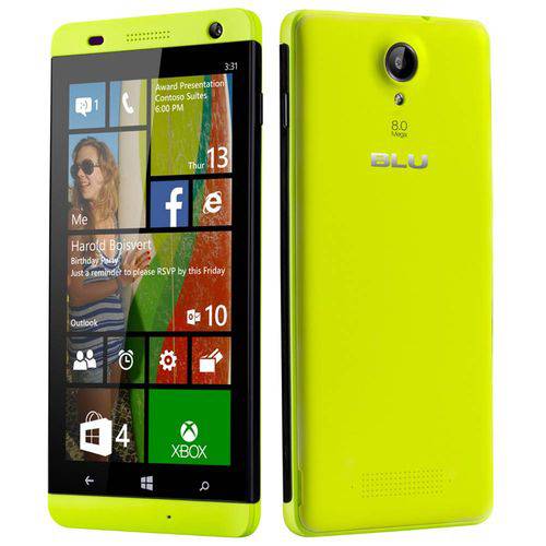 Smartphone Blu Win Hd Amarelo Dual Tela 5 Câm 8mp Windows Phone 8.1 W510l