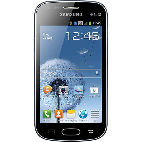 Smartphone Dual Chip Samsung Galaxy S Duos Desbloqueado Preto Android 4.0 Câmera 5MP 3G Wi-Fi Memória Interna de 3GB