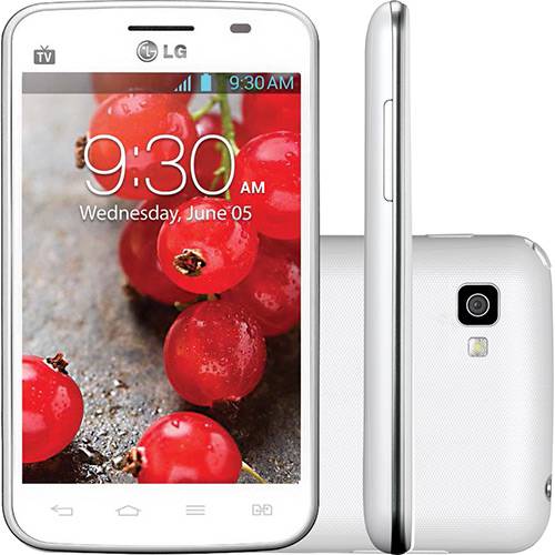 Smartphone LG E465 L4 Desbloqueado Branco Android Jellyban 4.1 Conexão 3G Dual Band Câmera 3MP Memória Interna 4GB GPS TV Digital
