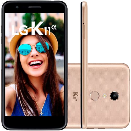 Smartphone LG K11 Alpha 16GB Dual Chip Tela 5.3'' Câmera 8MP Frontal 5MP Android 7.1 Dourado