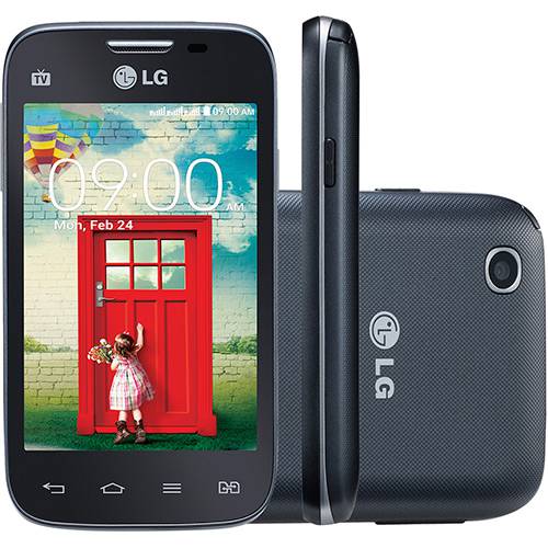 Smartphone LG L40 D180 TV Tri Chip Desbloqueado Android 4.4 Tela 3.5" 4GB 3G Wi-Fi Câmera 3MP TV Digital - Preto