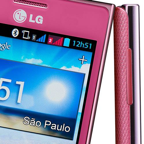 Smartphone LG Optimus L5 Dual Desbloqueado Rosa. Dual Chip. Android 4.0. Tela 4". Câmera 5.0MP. 3G. Wi Fi. Memória Interna 4GB