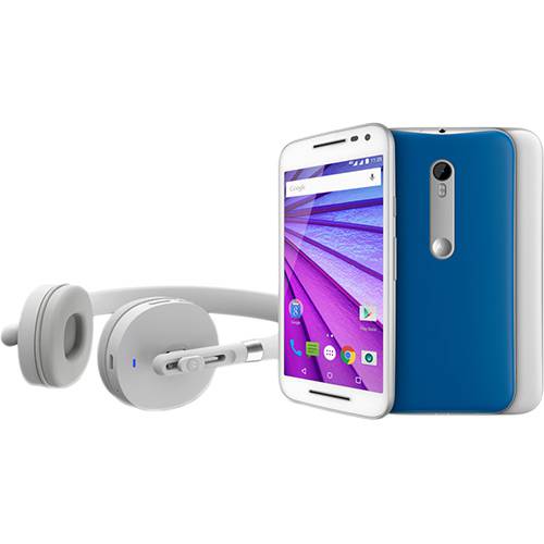 Smartphone Moto G (3ª Geração) Edição Especial Music Dual Chip Android 5.1 Tela 5" 16GB 4G Câmera 13MP + Fone Sem Fio Bluetooth - Branco