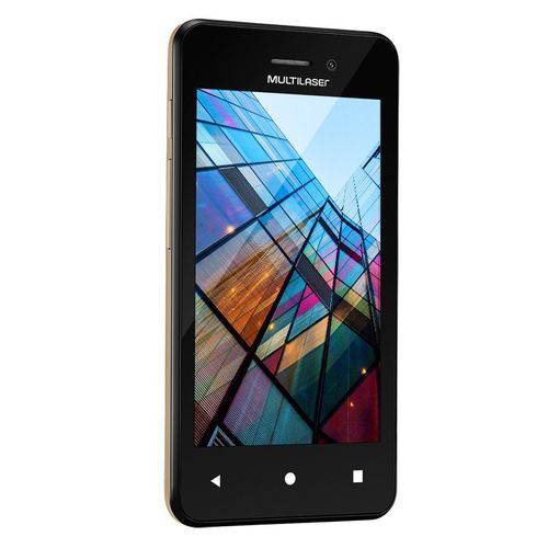 Smartphone MS40S Preto/Dourado 4" Android 6.0 - Multilaser P9041