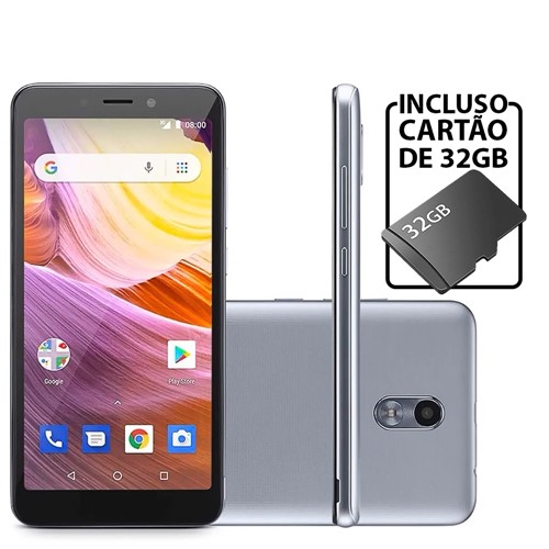 Smartphone Multilaser Mini Tablet MS50G 8MP Android 8.0 com Cartão de 32Gb Grátis NB747-Prata/Preto