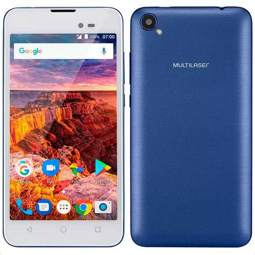 Smartphone Multilaser MS50L Dual Chip Azul Tela 5" 3G+WiFi, Android 7.0, 8MP, 8GB