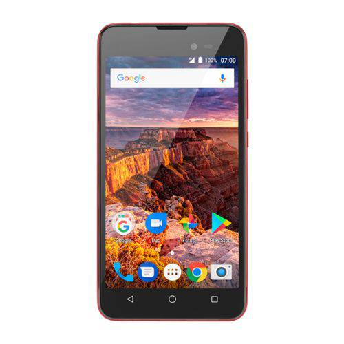 Smartphone Multilaser MS50L 3G Preto/Vermelho NB708 - 2 Chips, Tela 5.0, Android 7.0, Q.Core, 1Gb Ra