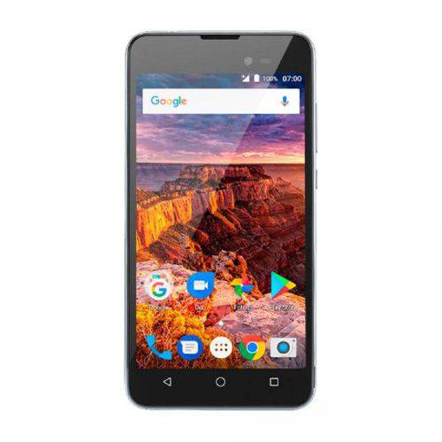 Smartphone Multilaser MS50L 3G QuadCore 1GB Ram Tela 5" Dual Chip Android 7 Preto/Grafite - P9051