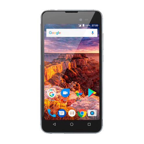 Smartphone Multilaser Ms50l, Quad Core, Android 7.0, Tela 5", 8mp, 8gb, Dual Chip,- Preto/grafite + Capa Protetora Nb703