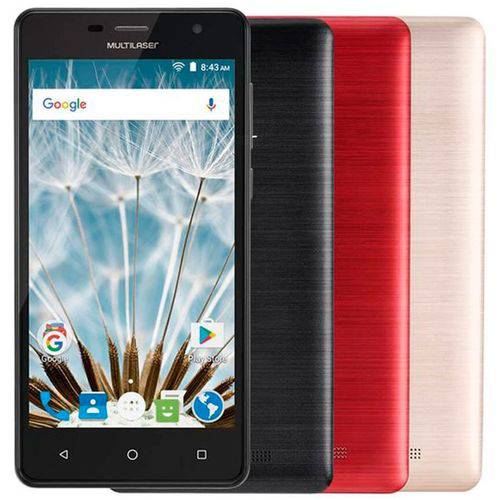 Smartphone Multilaser Ms50s Preto, Dual Chip, Tela 5", 8gb, Câm 8mp, 3g, Wi-Fi, Android 6.0