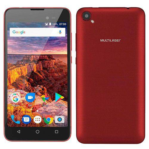 Smartphone Multilaser MS60F, 5", 3G, Android 7.0, 8MP, 8GB - Vermelho