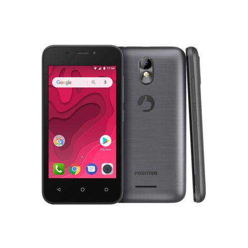 Smartphone Positivo S431 Twist Mini, Android 7.0 Oreo, Dual Chip, Processador Quad Core 1.3ghz, Câmera Traseira de 5mp e Frontal de 5mp, Tela 4.0'', Memória Interna 8gb, 3g. Cinza