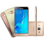 Smartphone Samsung Galaxy J3 2016 Dual Chip Desbloqueado Android Tela 5" 8GB 3G/4G/Wi-Fi Câmera 8MP + 1 Capa Dourado/ 1 Capa Rosê - Dourado