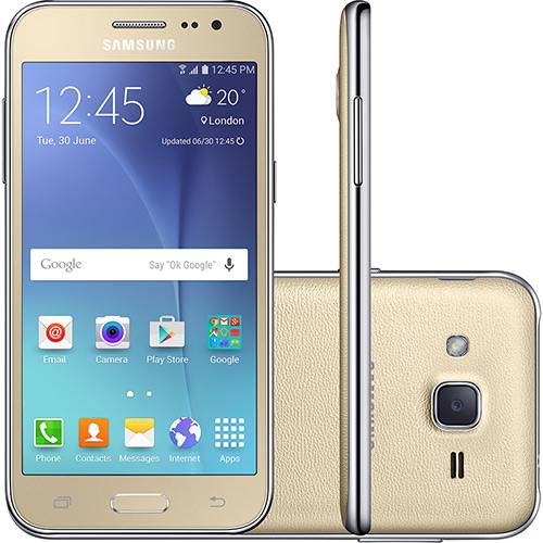 Smartphone Samsung Galaxy J2 Duos Dual Chip Android Tela 4.7" 8GB 4G Wi-Fi Câmera 5MP TV Digital - Dourado