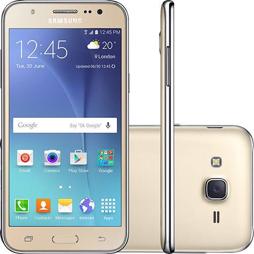 Smartphone Samsung Galaxy J5 Duos Dual Chip Desbloqueado Oi Android 5.1 Tela 5" 16GB 4G Câmera 13MP - Dourado
