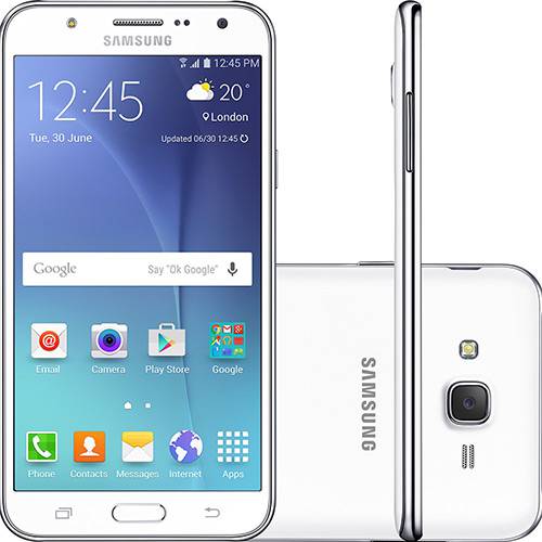 Smartphone Samsung Galaxy J7 Duos Dual Chip Desbloqueado Oi Android 5.1 Tela 5.5'' 16GB Wi-Fi 4G Câmera 13MP - Branco