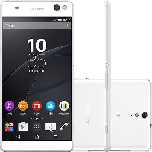 Smartphone Sony Xperia C5 Ultra Dual Chip Desbloqueado Android 5 Lollipop Tela Full HD 6" 16GB de Memória Interna 4G Câmera Frontal 13MP e Traseira 13MP Branco