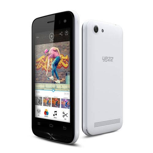 Smartphone Yezz 400E Android 6.0, 2Chips, Tela 4", QuadCore 1.2GHz, 4GB, Wi-Fi, Câm 5MP Branco