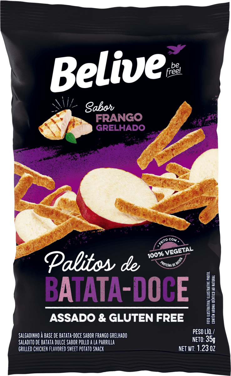 Snack de Batata Doce Sabor Frango Grelhado 35g - Belive