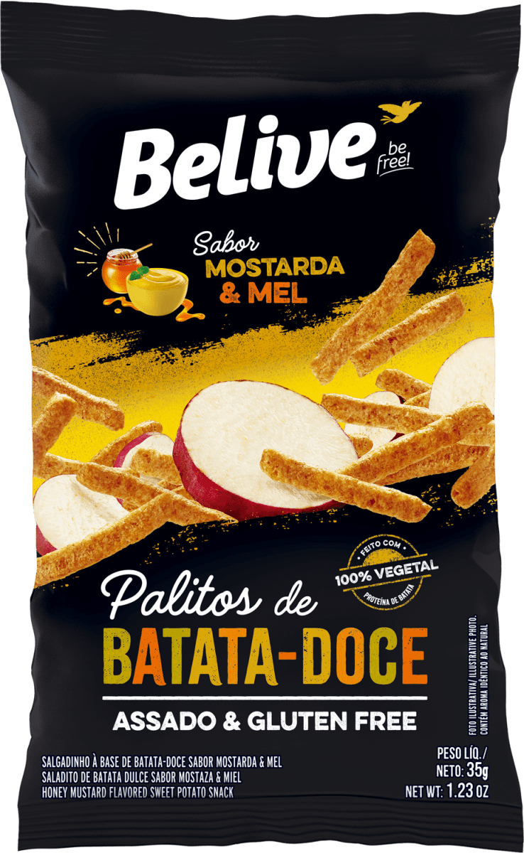 Snack de Batata Doce Sabor Mostarda e Mel 35g - Belive