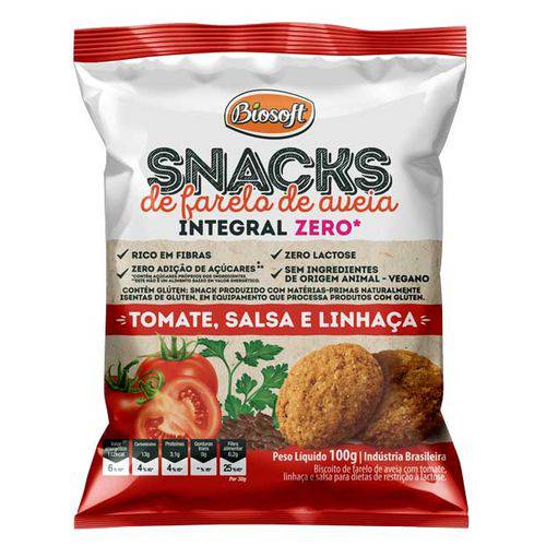 Snack de Farelo de Aveia Sabor Tomate, Salsa e Linhaça Biosoft 100g