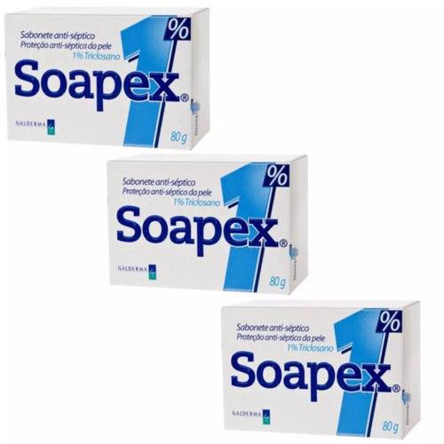 Soapex 1% Sabonete Barra Antisséptico 80g 3 Unidades
