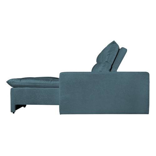 Sofá 4 Lugares Miró com Pillow Retrátil e Reclinável Suede Amassado Azul - Rifletti