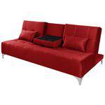 Sofa Cama Berlim com Mesinha - Essencial Estofados Reclinável Suede Liso - Vermelho