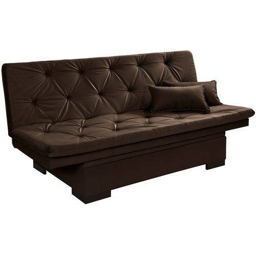 Sofa Cama com Bau Valentim - Essencial Estofados Reclinável Suede Liso - Marrom