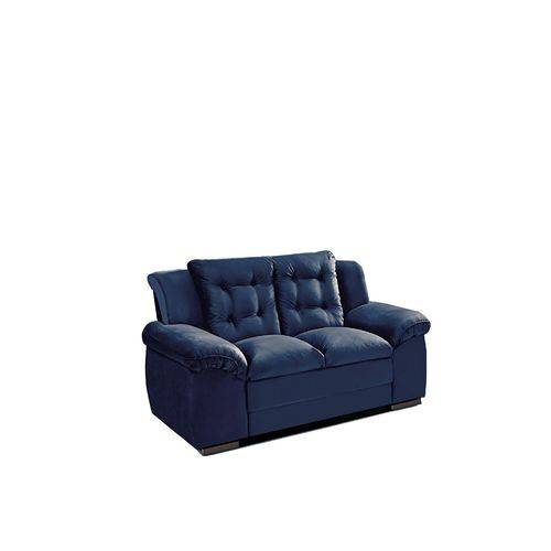 Sofá com Fibra no Assento e Encosto Granada 2 Lugares Tecido Suede Azul - Umaflex