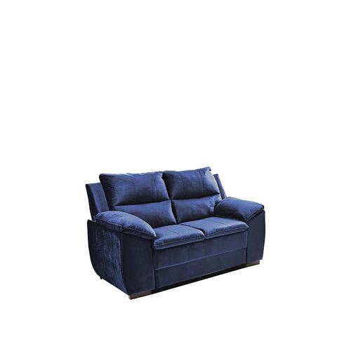 Sofá com Fibra no Encosto Apogeu 2 Lugares Tecido Suede Azul - Umaflex