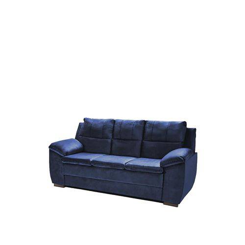 Sofá com Fibra no Encosto Apogeu 3 Lugares Tecido Suede Azul - Umaflex