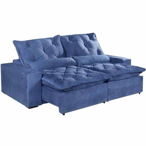 Sofá Retrátil e Reclinável Elegance 4 Lugares 2,30m Tecido Suede Azul